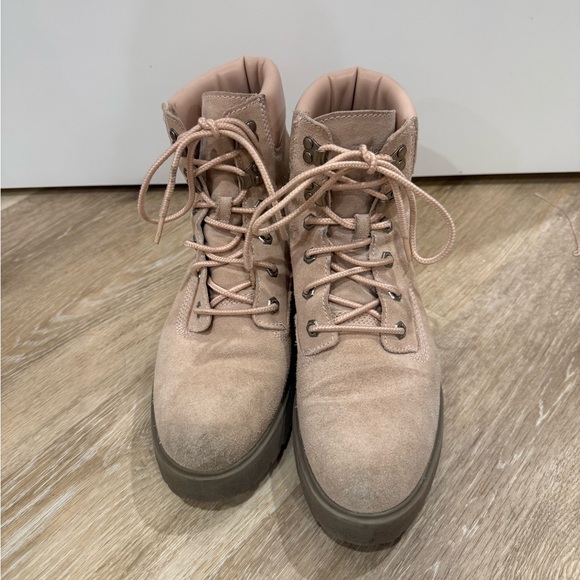 Pink Timberland Lace Up Boots - Picture 3 of 9